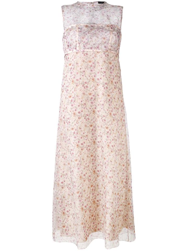 Calvin Klein Collection - Floral Print Dress - Women - Silk - 40, Nude/neutrals, Silk