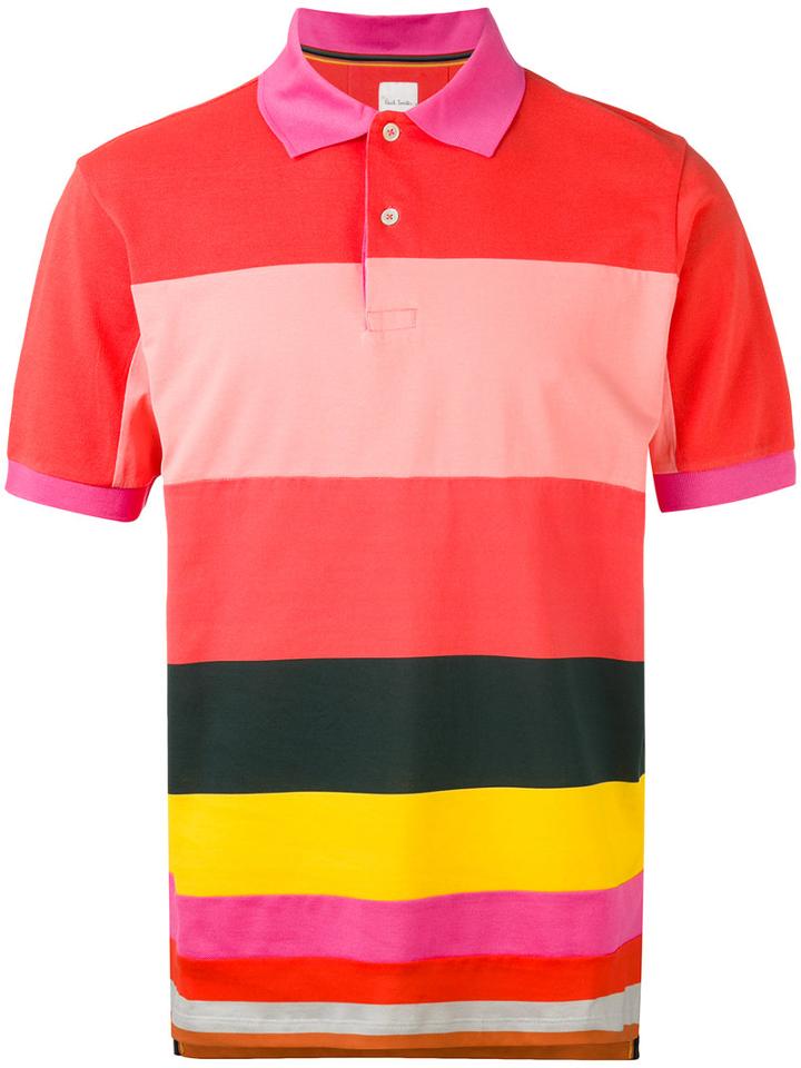 Paul Smith Stripe Panel Polo Shirt, Men's, Size: Xs, Red, Cotton