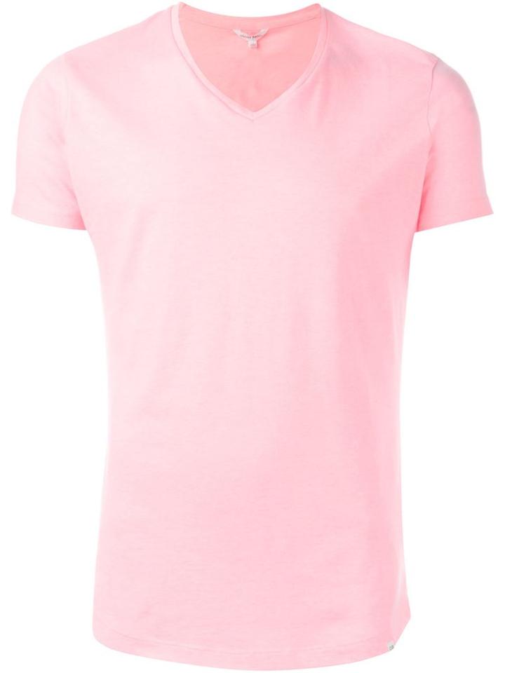 Orlebar Brown V-neck T-shirt, Men's, Size: Xl, Pink/purple, Cotton/polyester