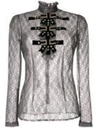 Philosophy Di Lorenzo Serafini Detailed Lace Sheer Blouse - Grey