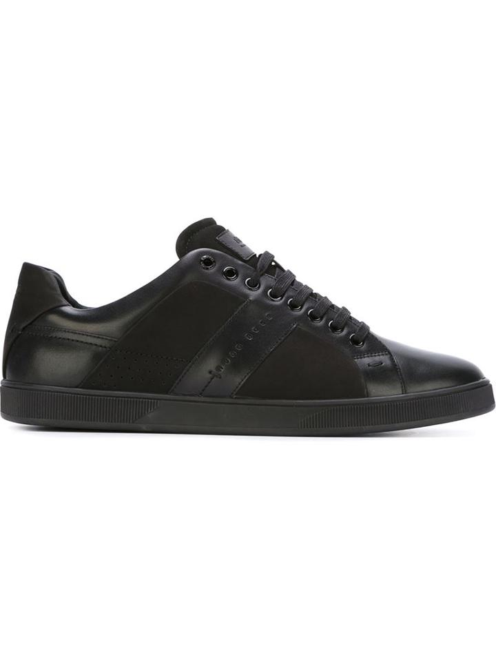 Boss Hugo Boss Panelled Sneakers, Men's, Size: 10, Black, Leather/rubber