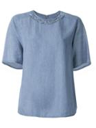 3.1 Phillip Lim Frayed Denim Top, Women's, Size: 4, Blue, Lyocell