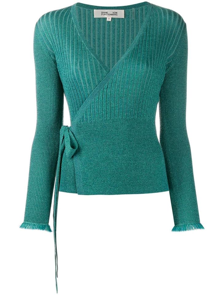 Diane Von Furstenberg Wrap Top Blue Spruce
