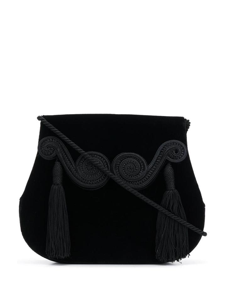 Yves Saint Laurent Pre-owned 1970's Tassel Velvet Shoulder Bag - Black