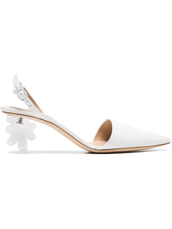 Simone Rocha White 55 Floral Plexiglass Heel Leather Pumps