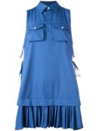Dsquared2 Pleated Shirt Mini Dress, Women's, Size: 44, Blue, Cotton