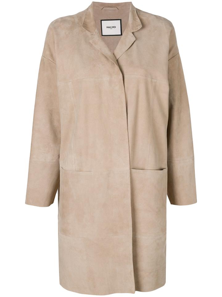 Max & Moi Longline Suede Jacket - Nude & Neutrals