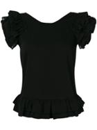 Diesel Ruffle Sleeve Scoop Neck Top - Black