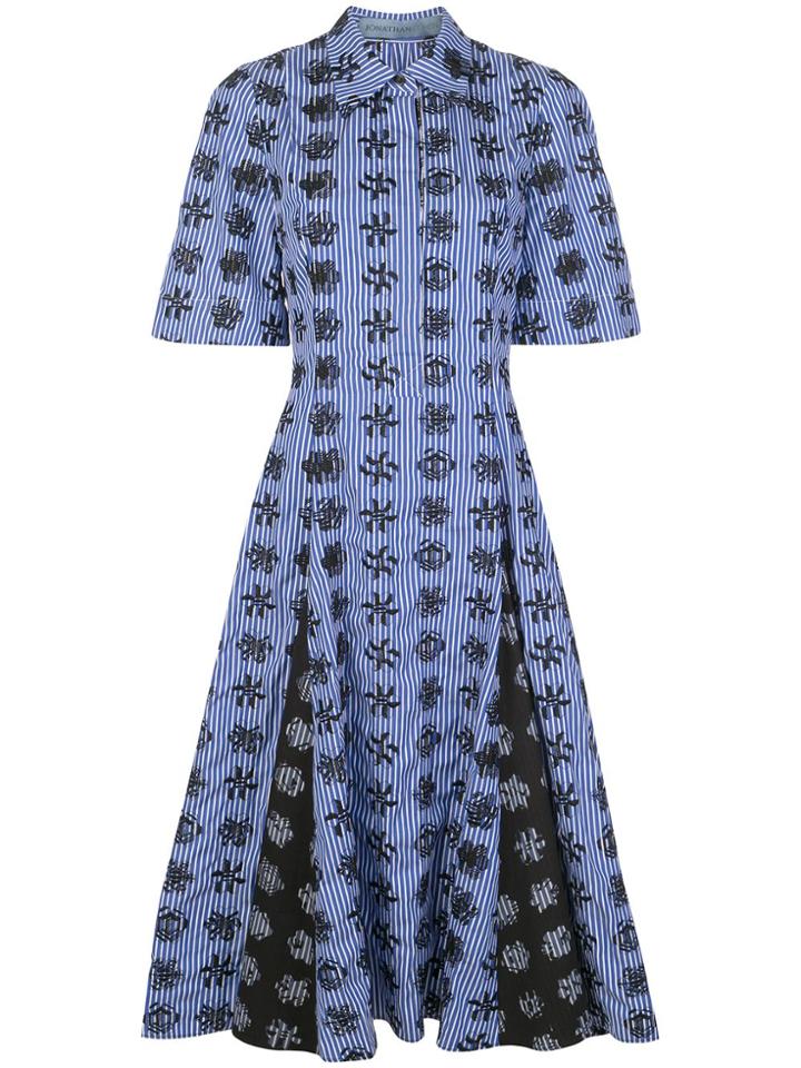 Jonathan Cohen Embroidered-detail Shirt Dress - Blue