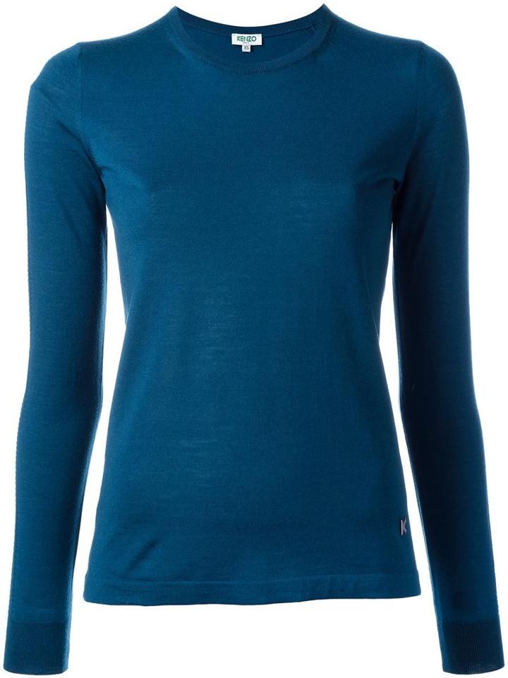 Kenzo Crew Neck Jumper, Women's, Size: Small, Blue, Wool