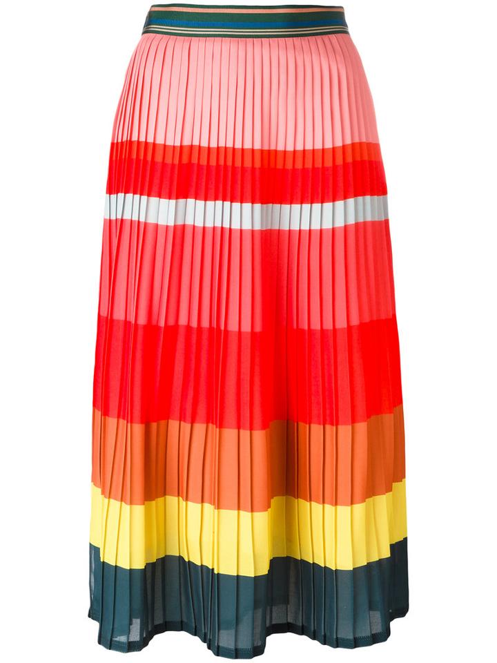 Paul Smith Striped Pleated Skirt, Women's, Size: 44, Polyester/acetate/silk/polyamide