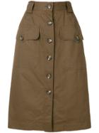 Yves Saint Laurent Vintage Straight Buttoned Skirt - Brown