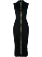 Balmain Hook And Eye Fastening Dress, Women's, Size: 36, Black, Viscose/polyamide/spandex/elastane