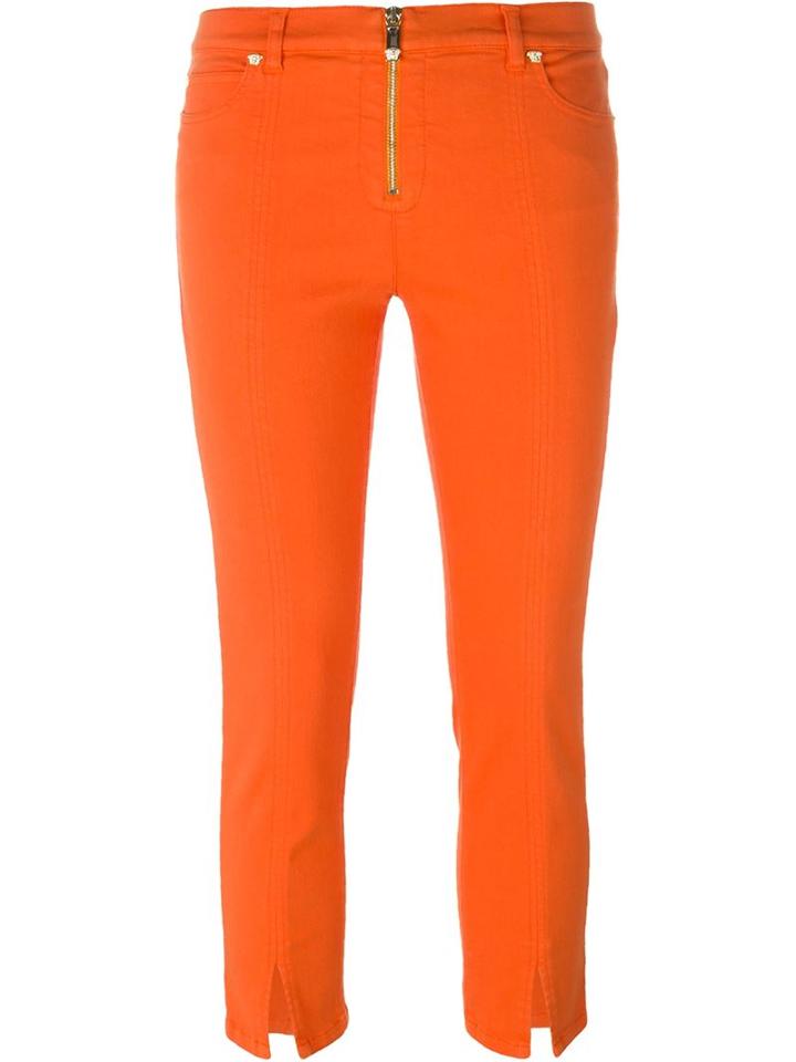 Versace Cropped Jeans, Women's, Size: 27, Yellow/orange, Cotton/spandex/elastane/spandex/elastane