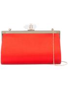 Marchesa Embellished Clasp Clutch - Red