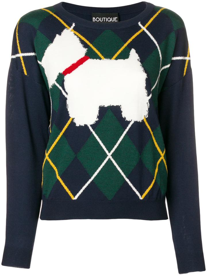Boutique Moschino Dog Knit Sweater - Blue