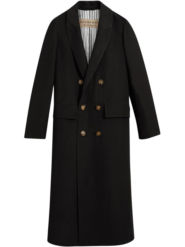 Burberry Linen Silk Tailored Coat - Black