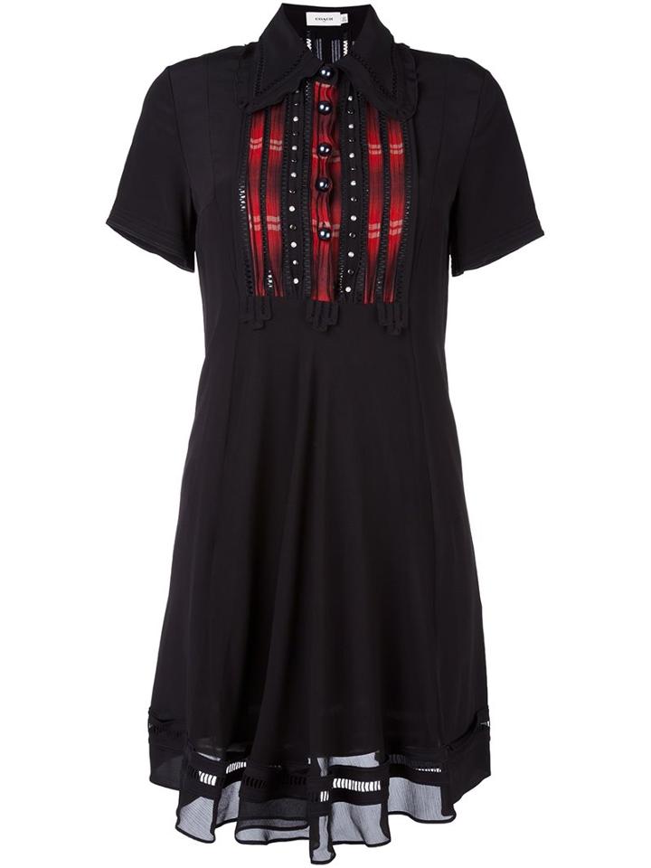 Coach Shortsleeved Shirt Dress, Women's, Size: 6, Black, Silk/cupro