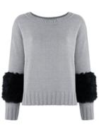 Andrea Bogosian - Knit Sweatshirt - Women - Cotton/rabbit Fur - G, Grey, Cotton/rabbit Fur