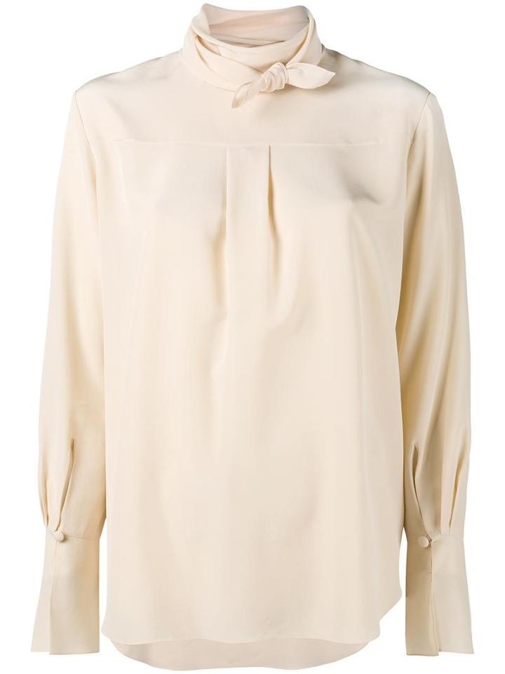 Chloé - Neck Tie Blouse - Women - Silk - 42, Nude/neutrals, Silk