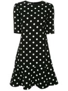 Oscar De La Renta Polka Dot Drop Waist Dress - Black
