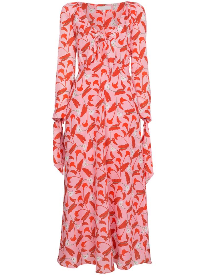 Borgo De Nor Floral Dress With Tie Front - Pink & Purple