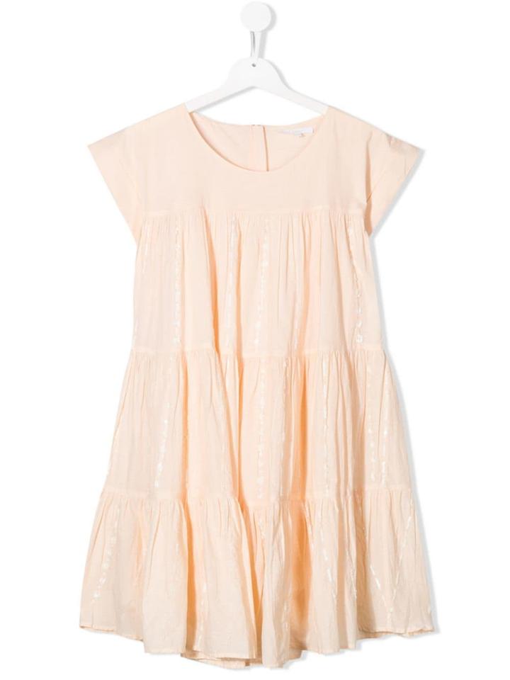 Chloé Kids Long Ruched Dress - Neutrals