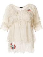 Twin-set Frill Short-sleeve Blouse - Nude & Neutrals