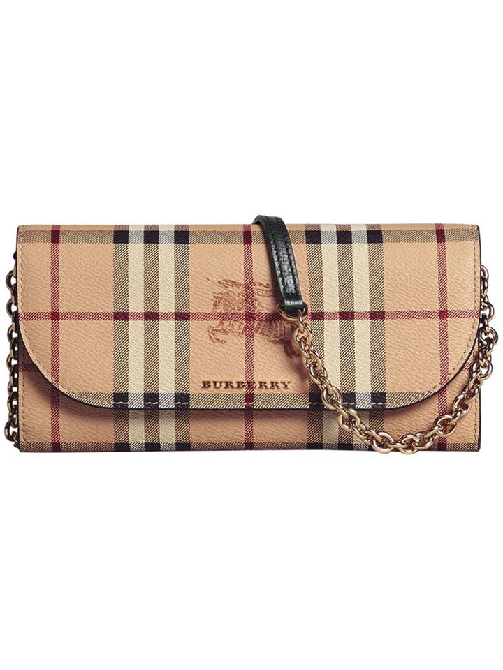 Burberry Haymarket Check Chain Wallet - Nude & Neutrals