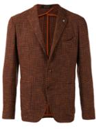 Tagliatore - Houndstooth Blazer - Men - Linen/flax/cotton/viscose - 46, Yellow/orange, Linen/flax/cotton/viscose