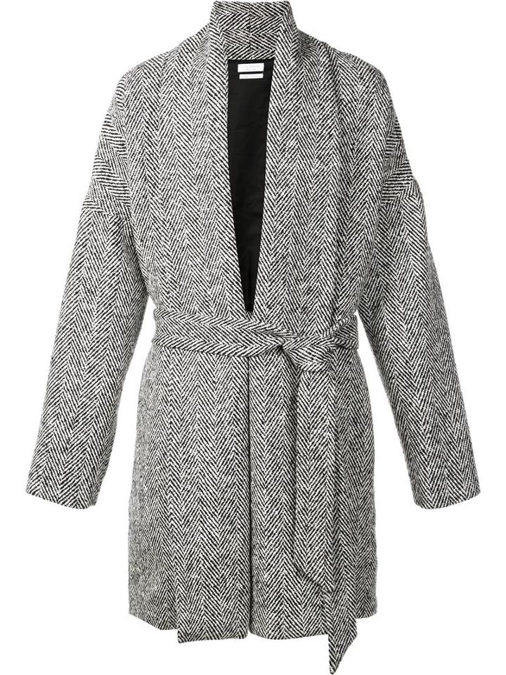Deveaux Melange Belted Cardigan Coat, Men's, Size: 2, Black, Wool