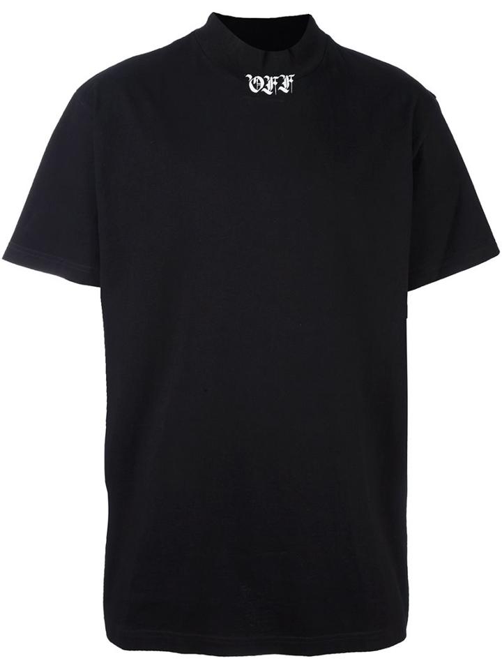 Off-white Mock Neck T-shirt, Men's, Size: Small, Black, Cotton