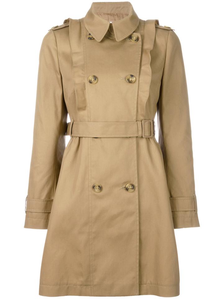 Red Valentino - Double Breasted Trench Coat - Women - Cotton/polyamide/polyester/acetate - 42, Nude/neutrals, Cotton/polyamide/polyester/acetate