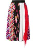 Msgm Pleated Feather-embellished Skirt - Multicolour