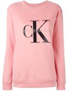 Calvin Klein Jeans Logo Print Sweatshirt, Women's, Size: Medium, Pink/purple, Cotton
