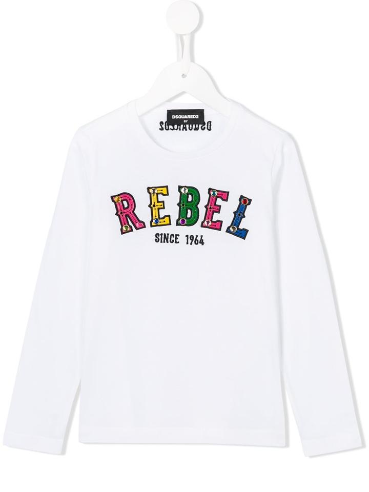 Dsquared2 Kids Rebel Appliqué Top, Girl's, Size: 6 Yrs, White
