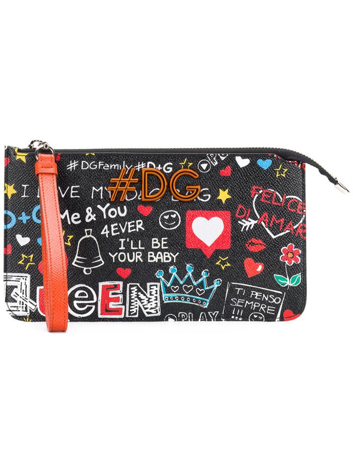 Dolce & Gabbana Mural Print Pouch - Black