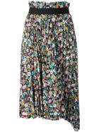 Balenciaga Pleated Floral Skirt - Blue