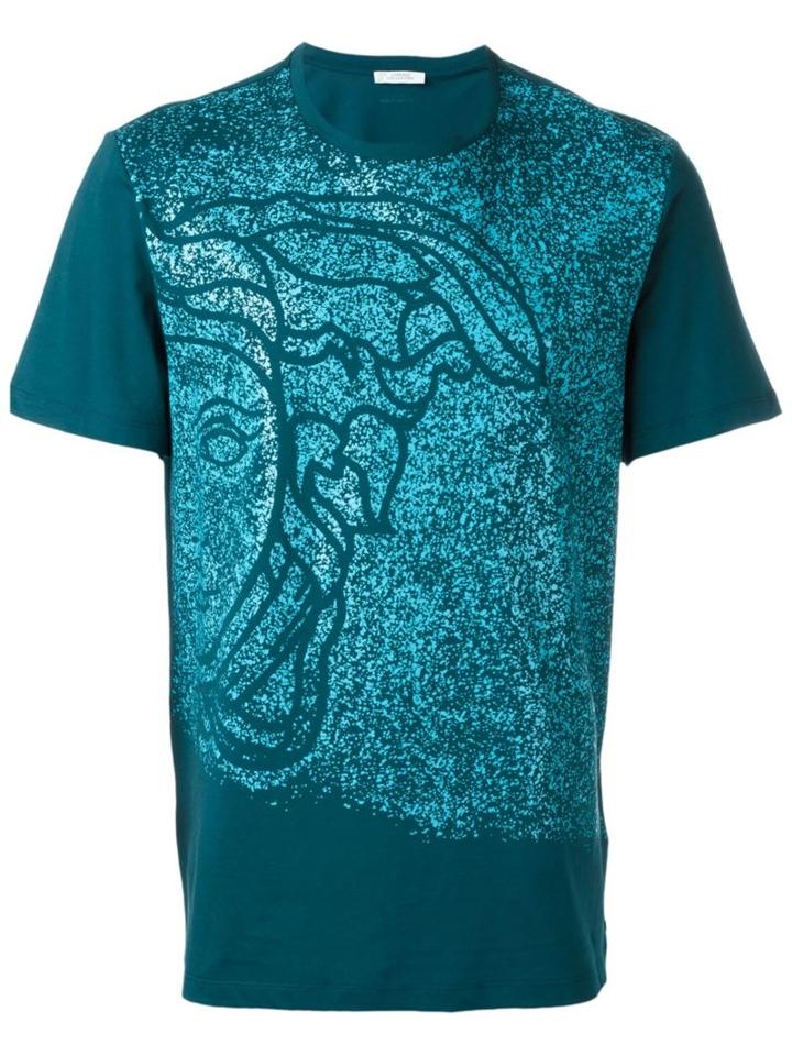 Versace Collection Muse Print T-shirt, Men's, Size: L, Green, Cotton