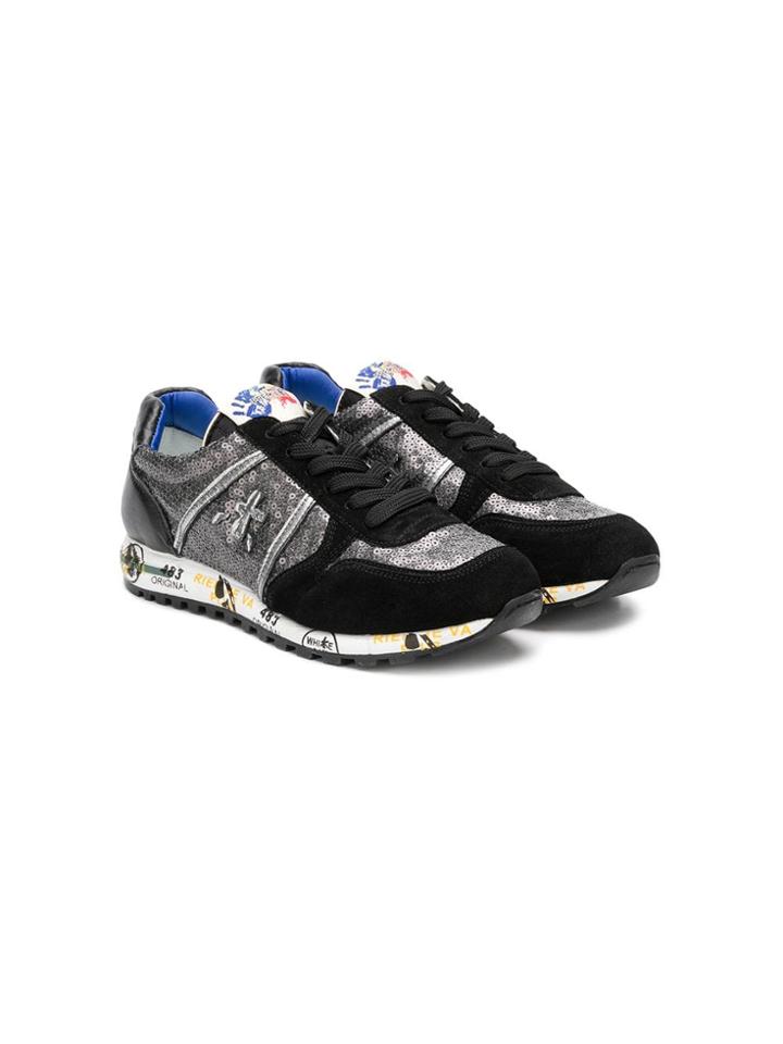 Premiata Kids Sequin Lace-up Sneakers - Black