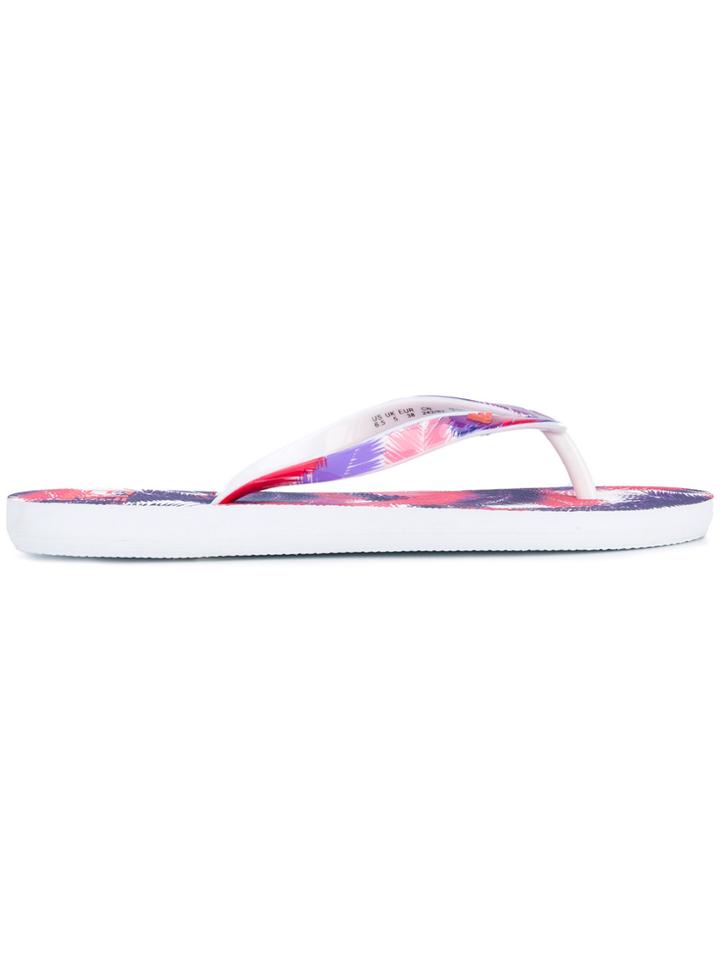Ea7 Emporio Armani Palm Print Flip Flops - Pink & Purple