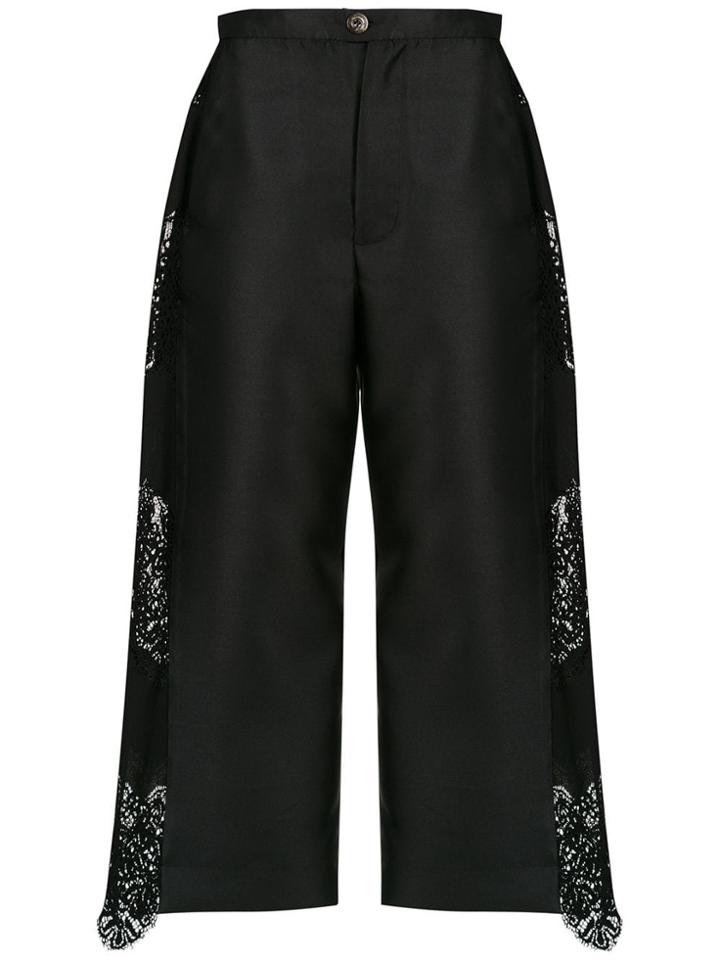 À La Garçonne Lace Detail Cropped Trousers - Black