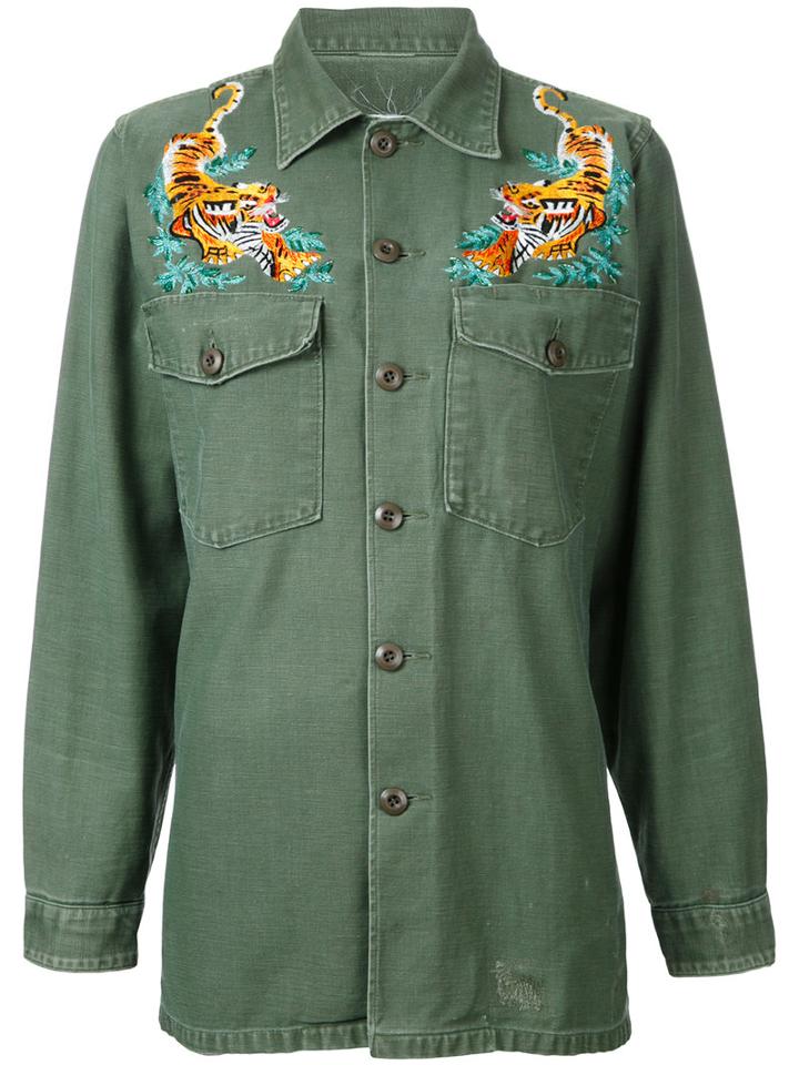 As65 Embroidered Detail Shirt, Women's, Size: Xs, Green, Cotton