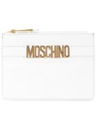 Moschino Logo Strap Clutch, Women's, White, Leather