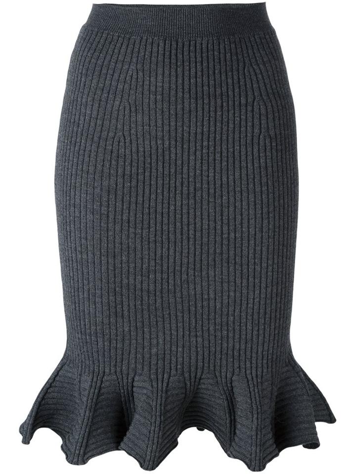 Lanvin Ribbed Knit Skirt, Women's, Size: Xs, Grey, Wool