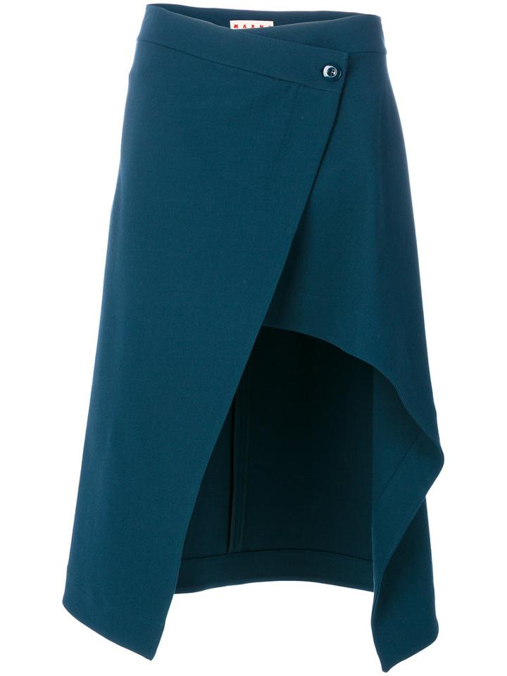Marni - Wrap Asymmetric Skirt - Women - Spandex/elastane/viscose/wool - 38, Blue, Spandex/elastane/viscose/wool