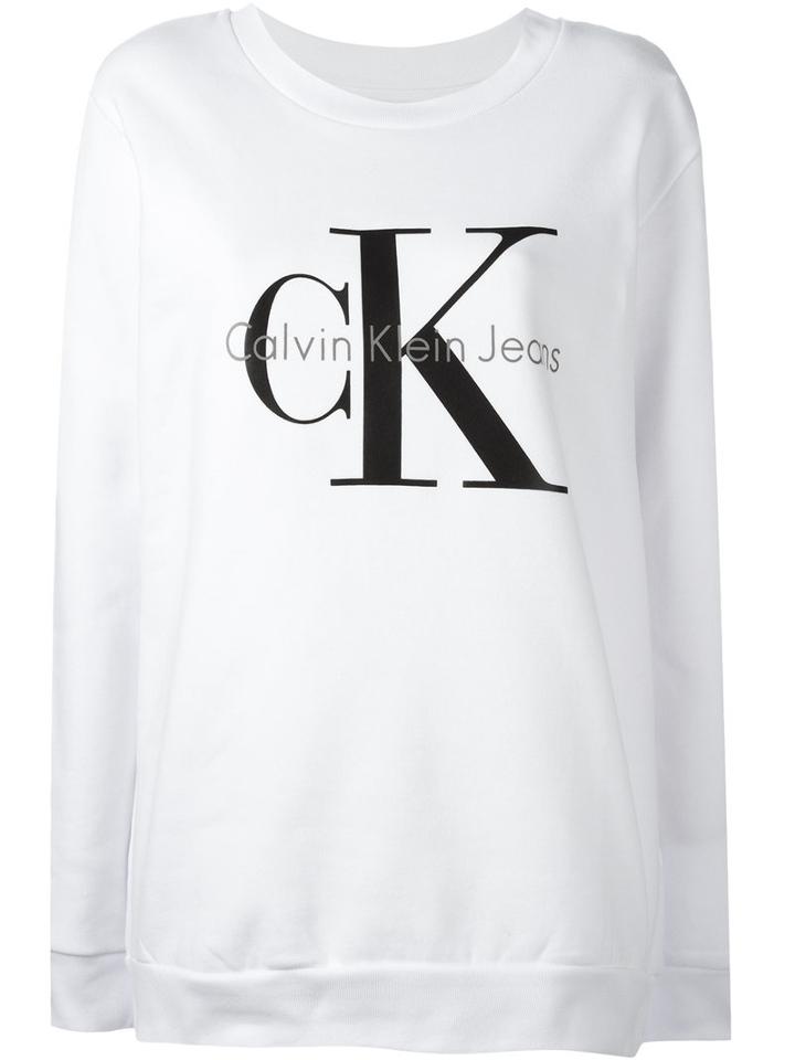 Calvin Klein Jeans Logo Print Sweatshirt, Women's, Size: Large, White, Cotton