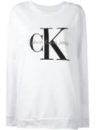 Calvin Klein Jeans Logo Print Sweatshirt, Women's, Size: Large, White, Cotton
