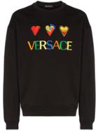Versace Embroidered Heart Logo Sweatshirt - Black