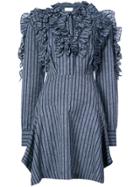 Acler Ruffled Striped Mini Dress - Blue